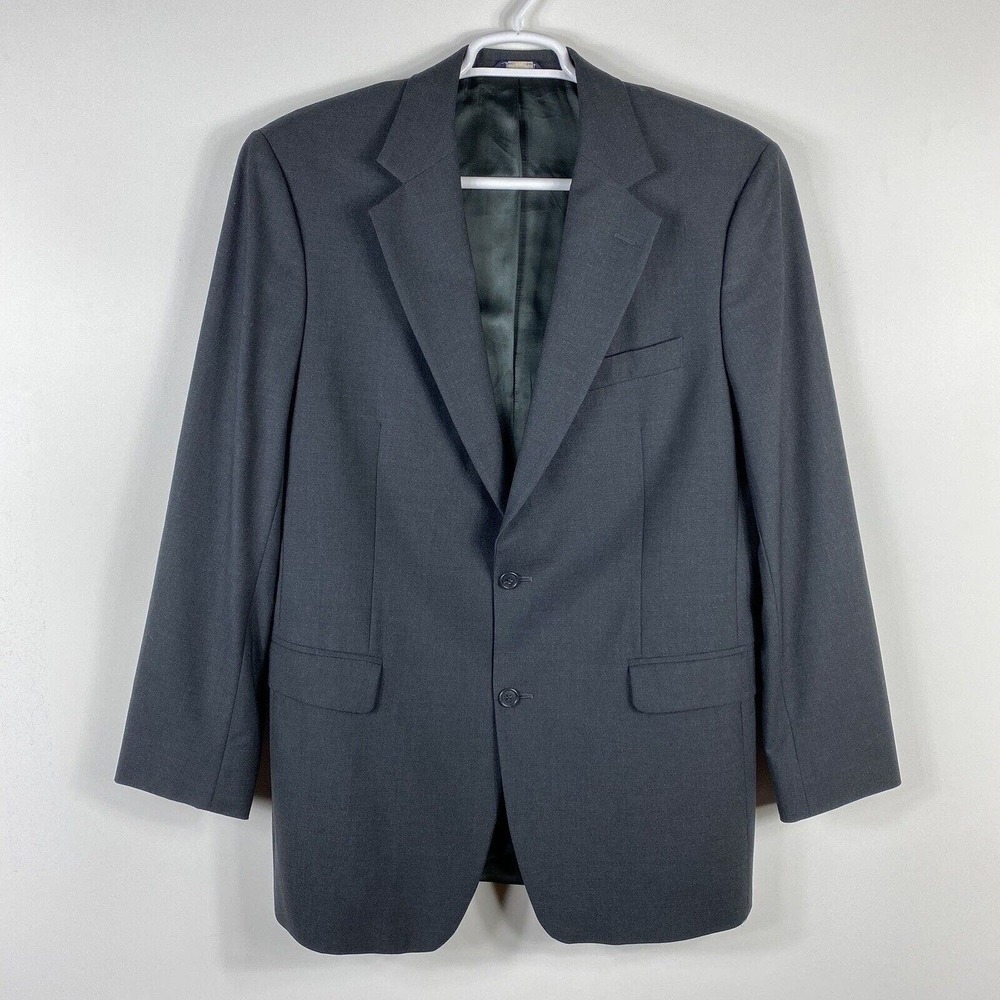 Brooks Brothers 346 Size 42 Long Wool Blazer Suit Jacket Dark Gray 2-Button